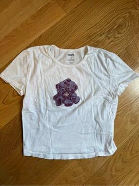 Obey White Short-Sleeve Tee with Purple Bear Graphic